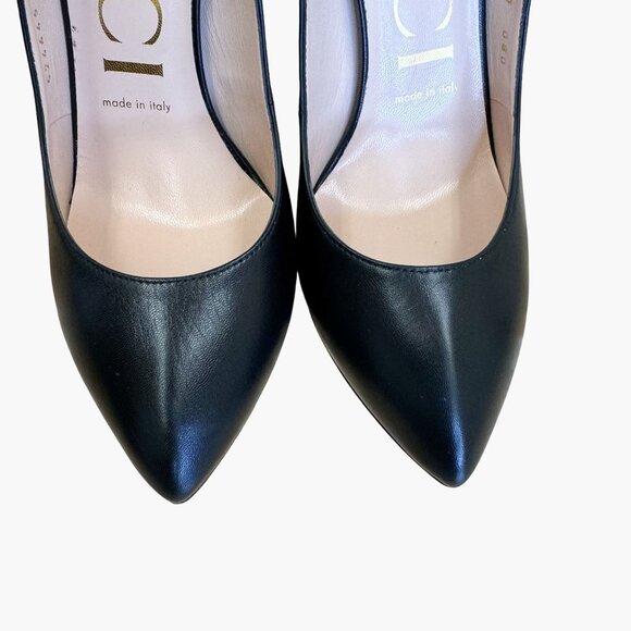 Gucci Sylvie Web Stripe Slingback Pumps EU 37 US 7 Black Pointed Toe High Heels - Picture 4 of 14